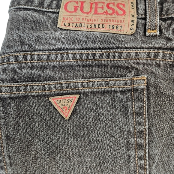 Vintage Guess Stonewashed Black Denim Barrel Jeans Size 38x34 Men's B58 - Picture 8 of 13
